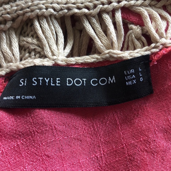 SI Style Dot Com Boho Fringe Crochet Tunic - Picture 5 of 7